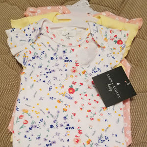 Laura Ashley 3PC Onesies Assorted 6-9 Mos. NWT